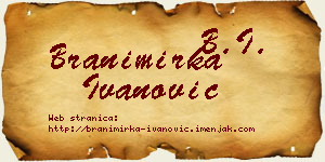 Branimirka Ivanović vizit kartica